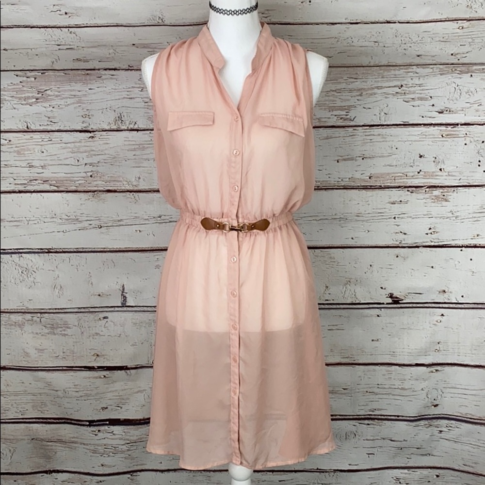 R & B Sheer Pink Sleeveless Dress Medium
